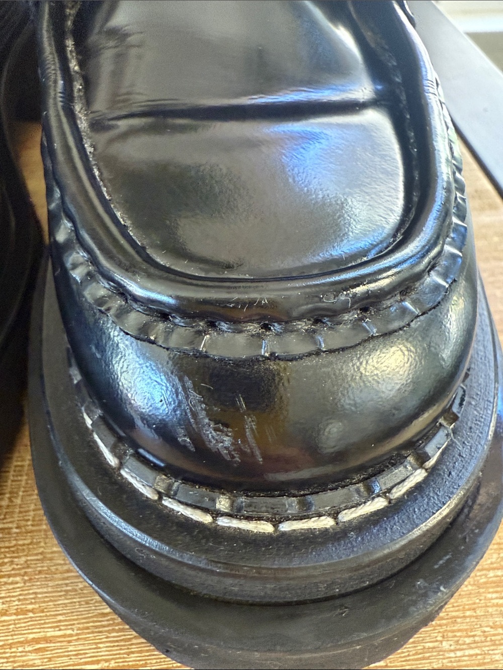 Sandro Black Patent Leather Loafers with Silver Buckle - Picture 3 of 4